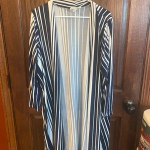 Blue and White Striped Cardigan